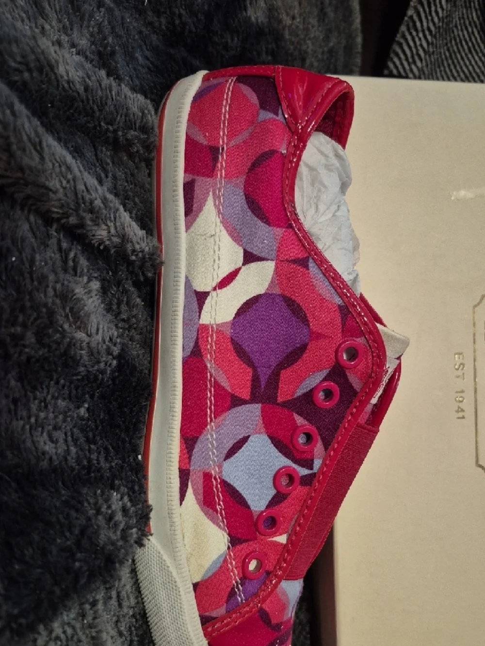 Coach Poppy Valentine  Pink & Purple Patterned Canvas Slip-On Sneakers